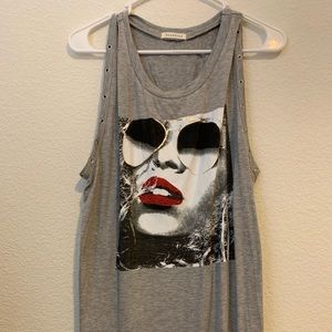 Cool rocker chick grey tank. ‘Occasion’ Brand.